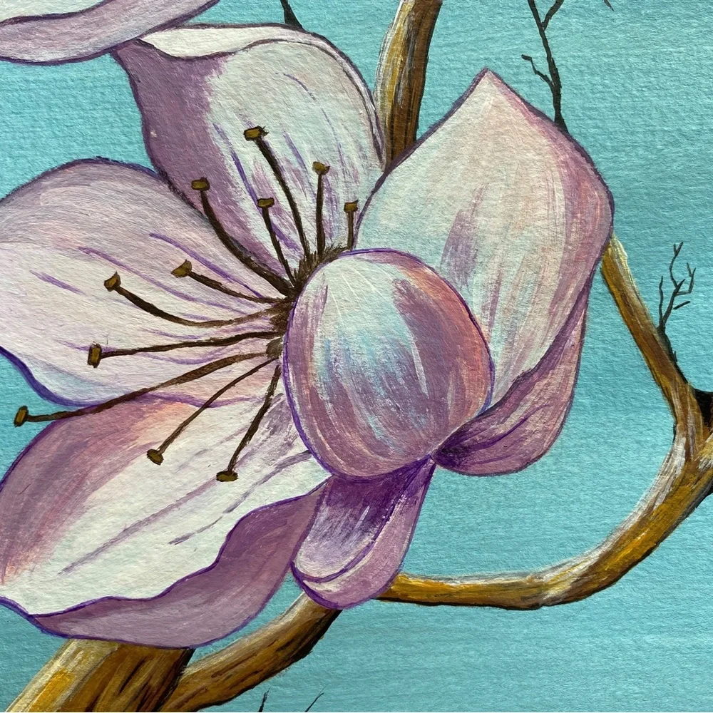 🌙 New Original Acrylic Painting Cherry Flower Blooming Wall Art